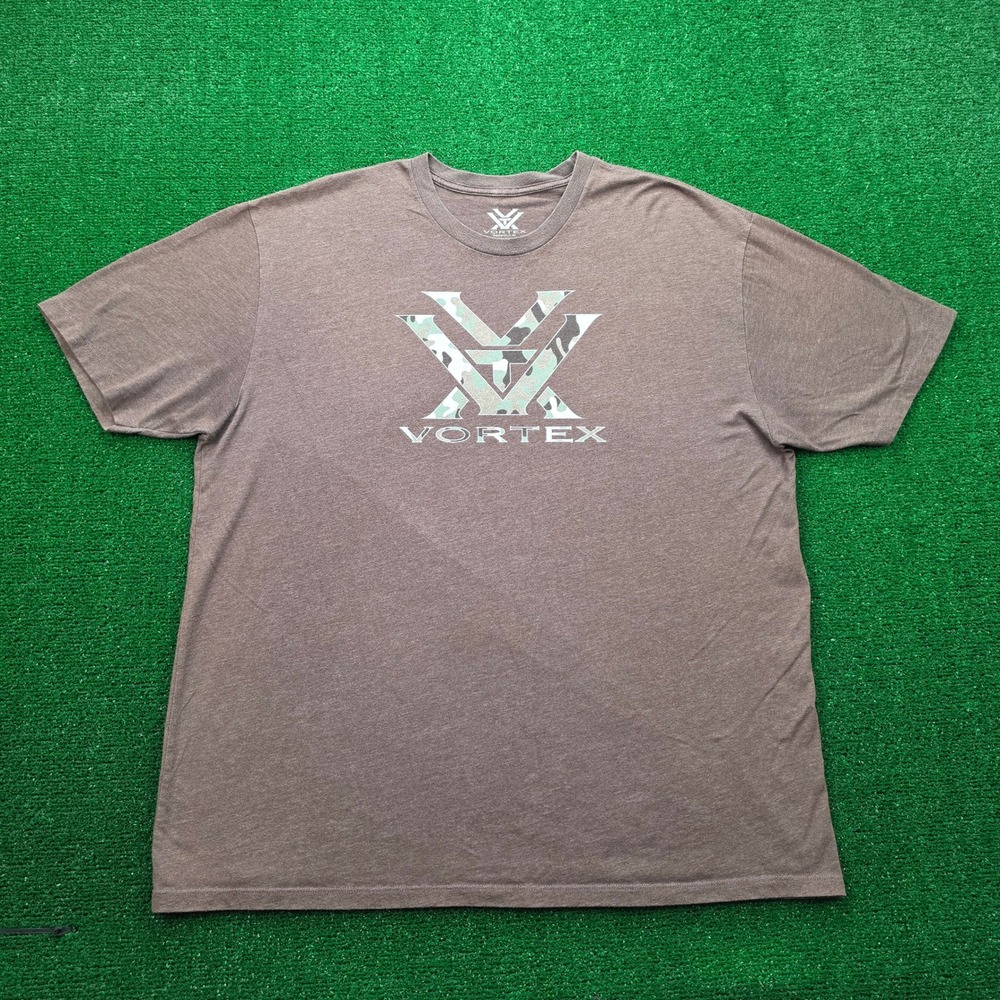 Vortex Optics Camo Logo Graphic Tshirt Mens 2XL Brown Short Sleeve Outdoors